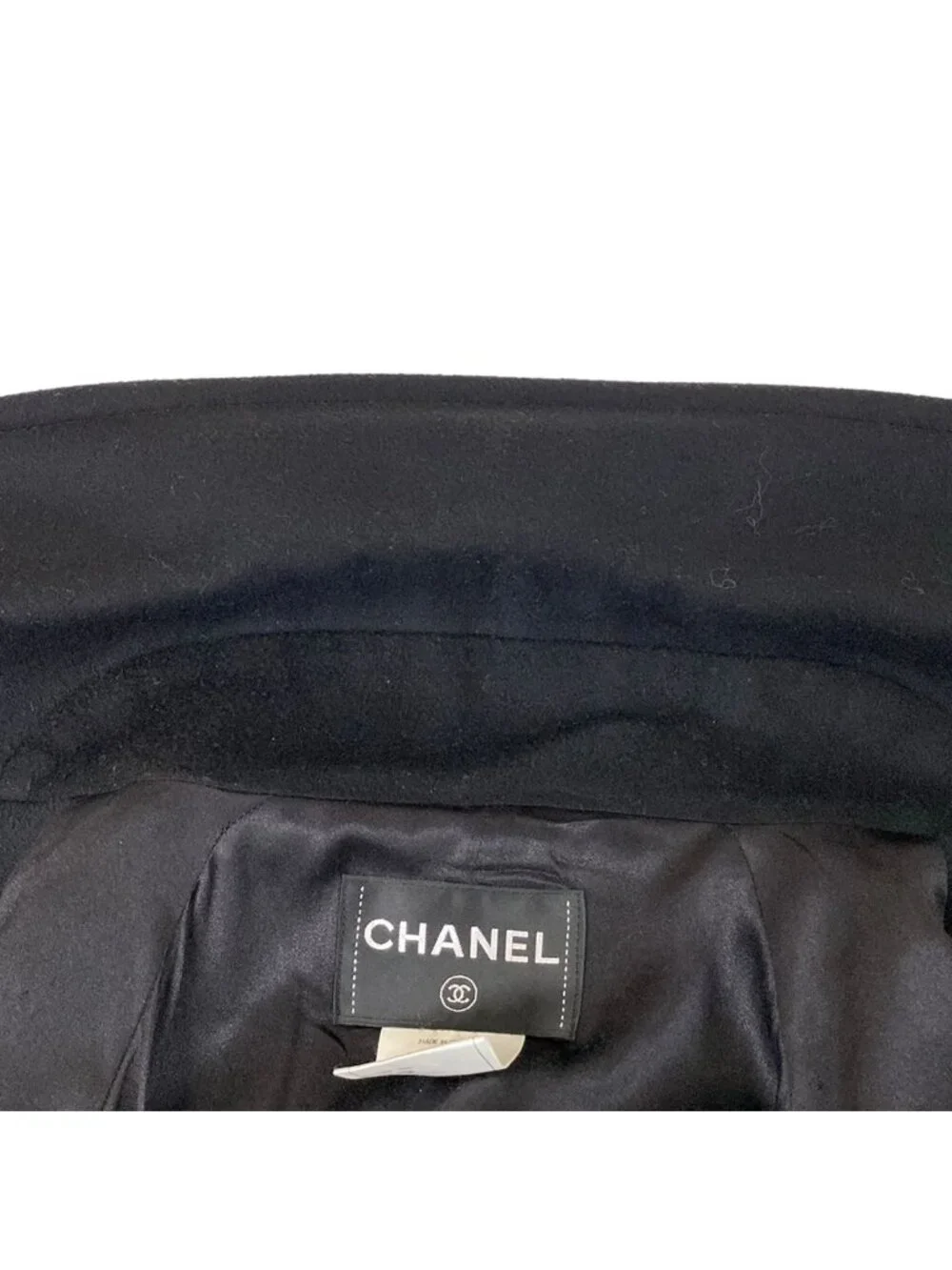 Chanel Coat 42 L Black Long Sleeve Wool
